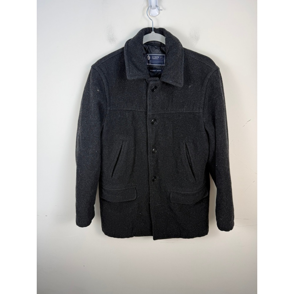 J.Crew Mens University Jacket Stadium Cloth Wool Charcoal Grey Coat Small